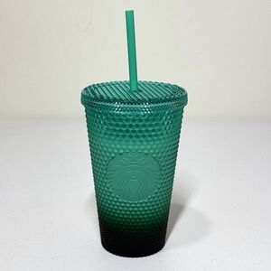 Starbucks Tumbler Green Gradient Ombre Studded‎ 16 oz Grande Straw Cup Lid